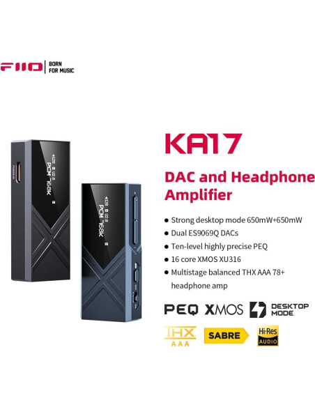 DAC USB FiiO KA17 HiFi Portátil 3.5/4.4mm DSD512