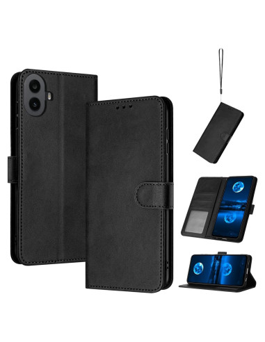 Funda de cuero PU Kukoufey para Nothing CMF Phone 1 - Negra