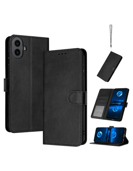 Funda de cuero PU Kukoufey para Nothing CMF Phone 1 - Negra