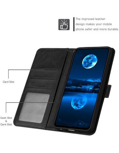 Funda de cuero PU Kukoufey para Nothing CMF Phone 1 - Negra