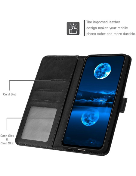 Funda de cuero PU Kukoufey para Nothing CMF Phone 1 - Negra