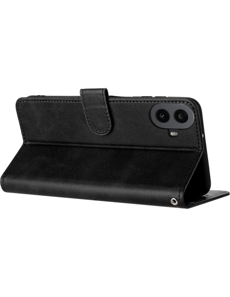 Funda de cuero PU Kukoufey para Nothing CMF Phone 1 - Negra