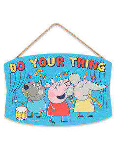 Cartel Colgante de Madera Peppa Pig Hasbro - 21x14 cm