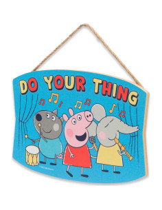 Cartel Colgante de Madera Peppa Pig Hasbro - 21x14 cm 2