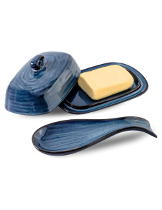 Juego de Plato para Mantequilla Hasense Cerámica Azul 22.1 cm