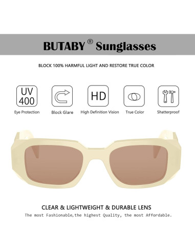Gafas de Sol Rectangulares BUTABY Marco Blanco Off UV400