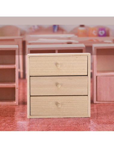 Armario Miniatura de Madera Toyvian 1/12 con 3 Cajones