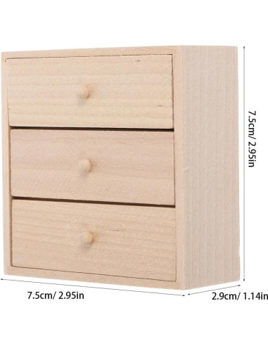 Armario Miniatura de Madera Toyvian 1/12 con 3 Cajones