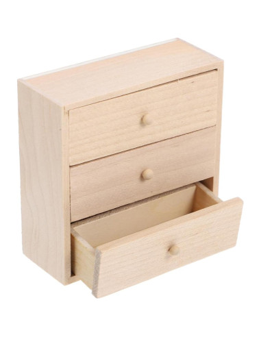 Armario Miniatura de Madera Toyvian 1/12 con 3 Cajones