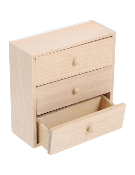 Armario Miniatura de Madera Toyvian 1/12 con 3 Cajones