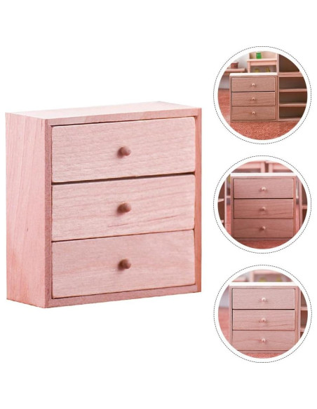 Armario Miniatura de Madera Toyvian 1/12 con 3 Cajones