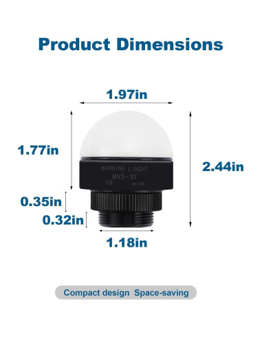Luz de Advertencia Industrial LED 12V Enshute 3 Colores IP65