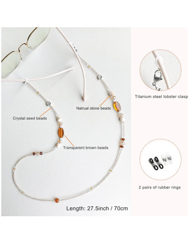 Cadena de Gafas Estilosa de Perlas para Mujeres 72 cm