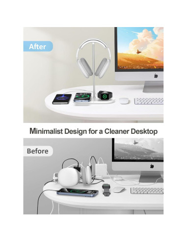 Soporte para Auriculares 5 en 1 TopMade con Carga Inalámbrica