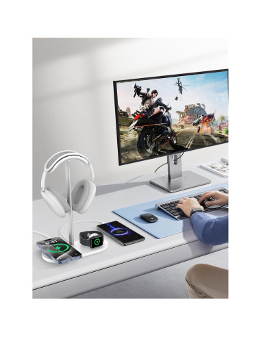 Soporte para Auriculares 5 en 1 TopMade con Carga Inalámbrica