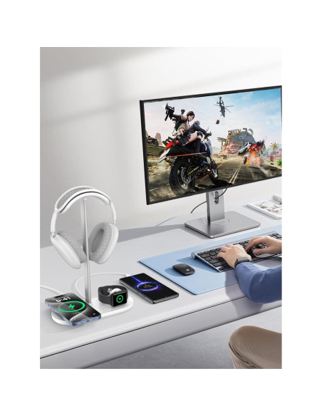 Soporte para Auriculares 5 en 1 TopMade con Carga Inalámbrica