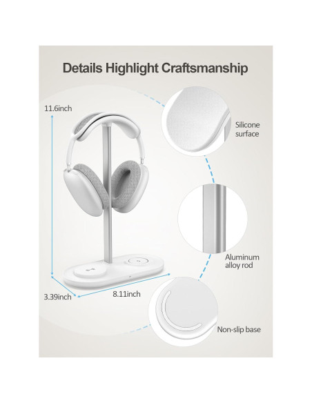Soporte para Auriculares 5 en 1 TopMade con Carga Inalámbrica