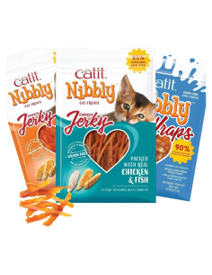 Trío de Golosinas Catit Nibbly 90 g - Snacks sin Granos para Gatos