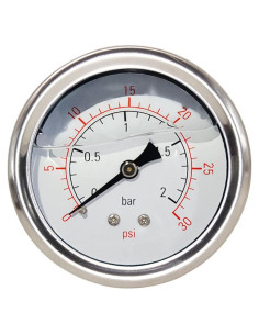 Manómetro Qolekog 2.5" NPT 0-30 Psi Lleno de Glicerina