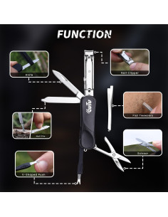 Cortauñas Multiherramienta OUTU 7 en 1 con Llavero Negro 2