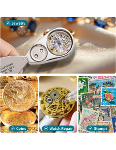 Lupa de Joyero JARLINK 40X con Luz LED y UV Plegable 2