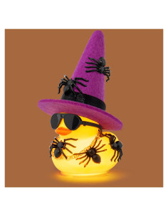 Pato de Goma Halloween Wonuu con Luz y Mini Arañas 5cm