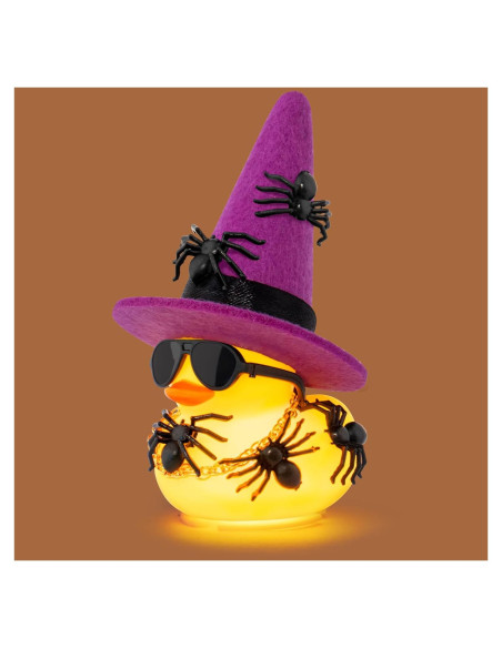 Pato de Goma Halloween Wonuu con Luz y Mini Arañas 5cm