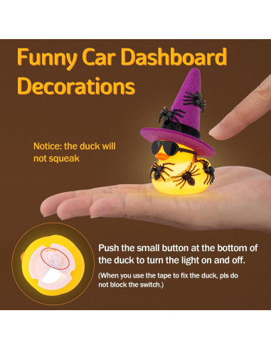 Pato de Goma Halloween Wonuu con Luz y Mini Arañas 5cm