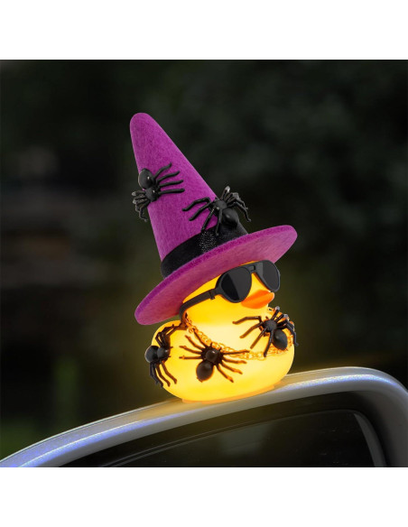 Pato de Goma Halloween Wonuu con Luz y Mini Arañas 5cm