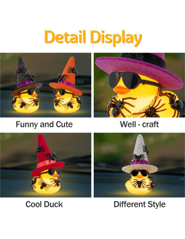 Pato de Goma Halloween Wonuu con Luz y Mini Arañas 5cm