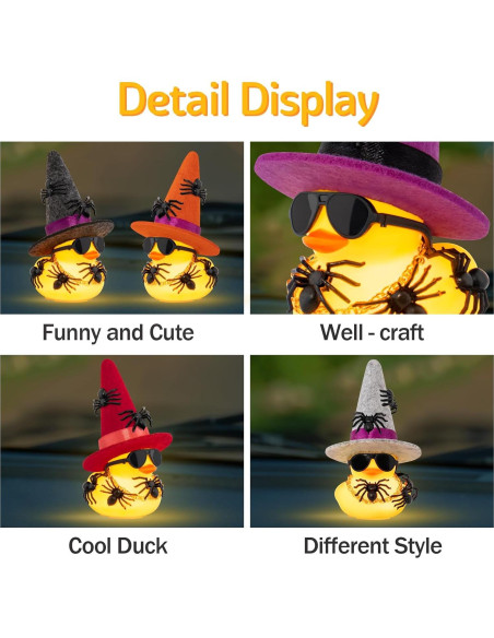 Pato de Goma Halloween Wonuu con Luz y Mini Arañas 5cm