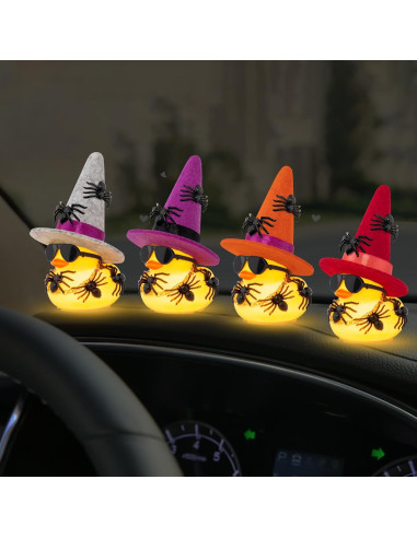 Pato de Goma Halloween Wonuu con Luz y Mini Arañas 5cm