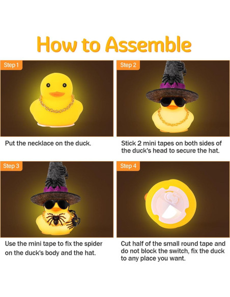 Pato de Goma Halloween Wonuu con Luz y Mini Arañas 5cm