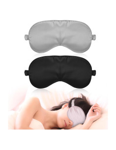 Máscara para dormir Molain 2 piezas de satén suave gris y negro