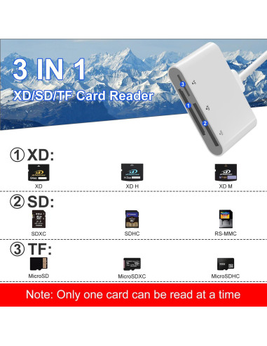 Adaptador Lector de Tarjeta SD TF XD 3 en 1 Ardaddyn