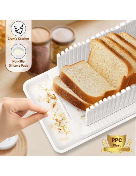 Cortador de Pan CMDZHF Ajustable con Recogedor de Migas