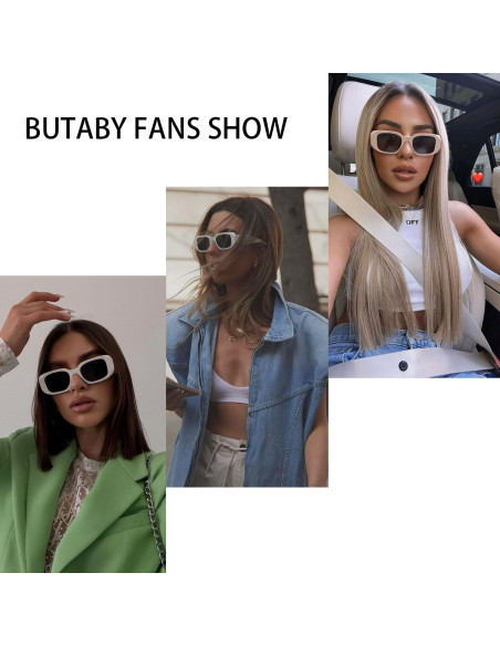 Gafas de Sol Rectangulares BUTABY Marco Blanco Lente Gris Gafas de Sol Rectangulares BUTABY Marco Blanco Lente Gris