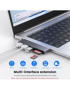 Hub USB MOGOOD 5 en 1 con Lector SD/TF y 3 Puertos 2