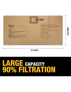 4 Bolsas de Polvo DEWALT DXVA19-4101 para Aspiradora 6-10 Gal 2