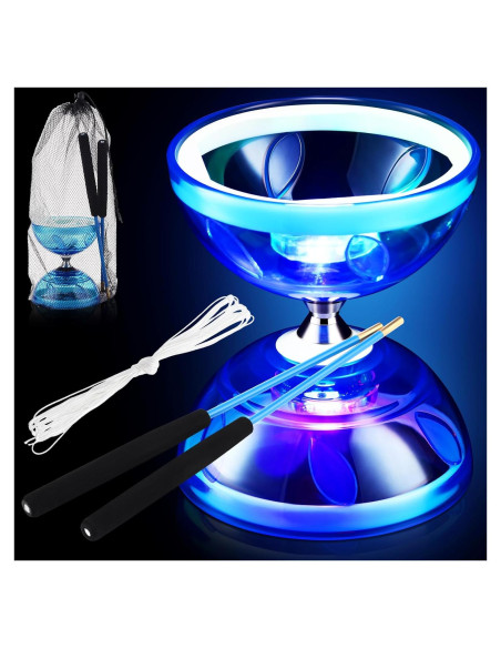 Juego de Diabolo Chino Simgoing LED Azul con Palos y Bolsa