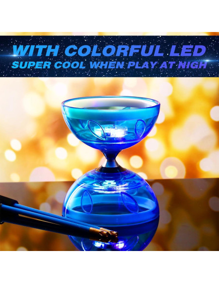 Juego de Diabolo Chino Simgoing LED Azul con Palos y Bolsa