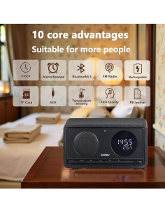 Reloj Despertador Bluetooth Joiimu con Radio FM y Carga Inalámbrica 2