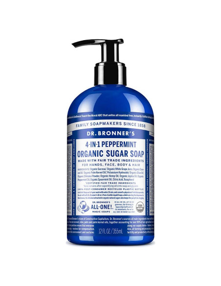 Jabón Orgánico Dr. Bronner's Menta 340 g - Vegano y Sostenible