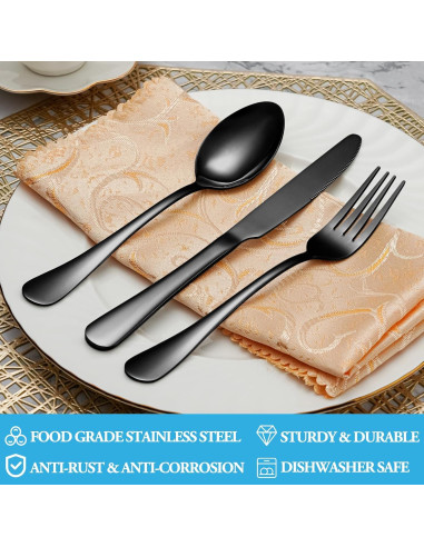 Juego de Cubiertos Negro 20 Piezas MUTNITT Acero Inoxidable