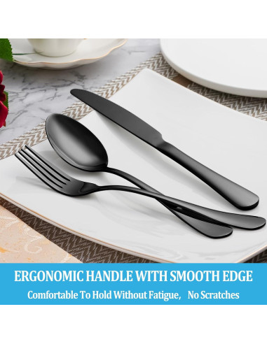 Juego de Cubiertos Negro 20 Piezas MUTNITT Acero Inoxidable