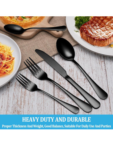 Juego de Cubiertos Negro 20 Piezas MUTNITT Acero Inoxidable