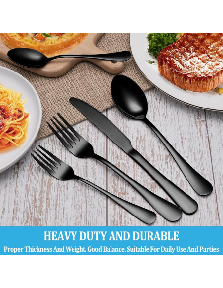 Juego de Cubiertos Negro 20 Piezas MUTNITT Acero Inoxidable
