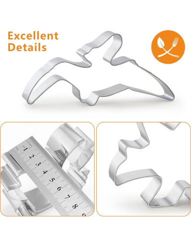 Juego de Cortadores de Galletas de Dinosaurio Vinoil - 15 Piezas de Acero Inoxidable