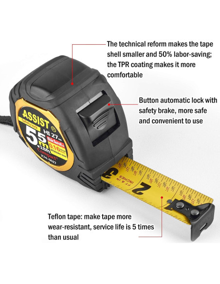 Cinta Métrica ASSIST Pro 5.5M Doble Escala Profesional