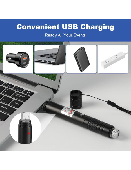 Puntero Láser Verde Recargable Damflew - 15.24 cm, USB